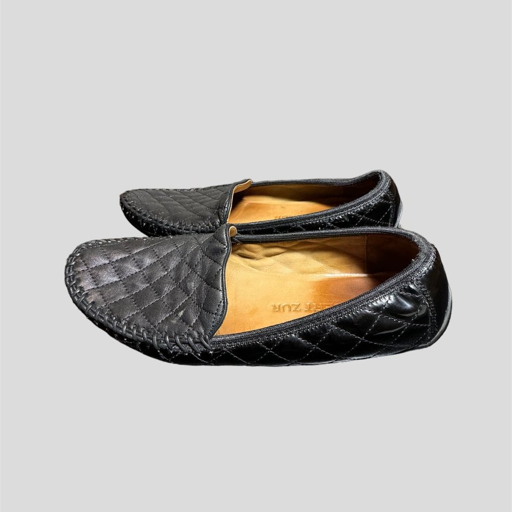 Robert Zur size 8.5 black leather loafers